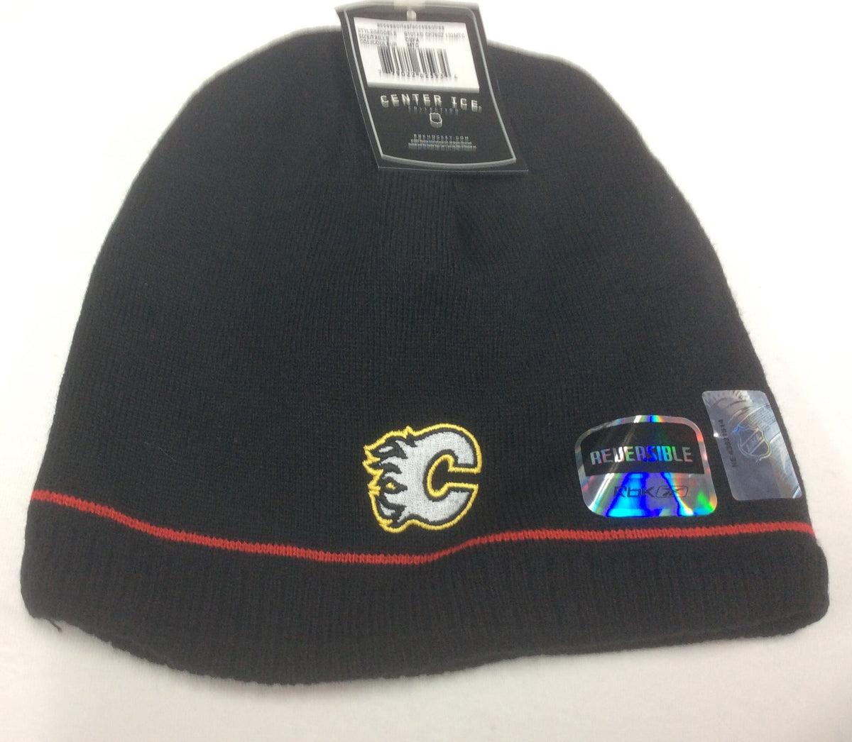 Calgary Flames Black/Red Reebok NHL Reversible 760 Knit Hat