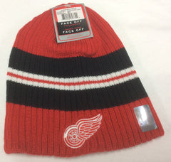 Detroit Red Wings Red Reebok NHL Striped Knit Hat
