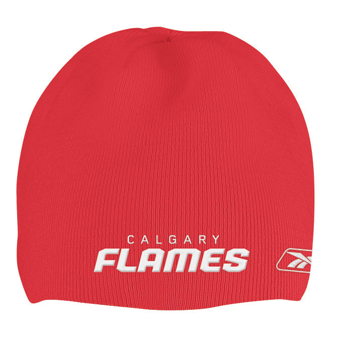 Calgary Flames White/Red Reebok NHL Reversible 560 Knit Hat