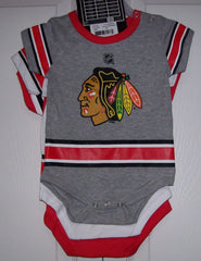 3 pack Chicago Blackhawks Baby CREEPERS Reebok Red White Grey Jersey